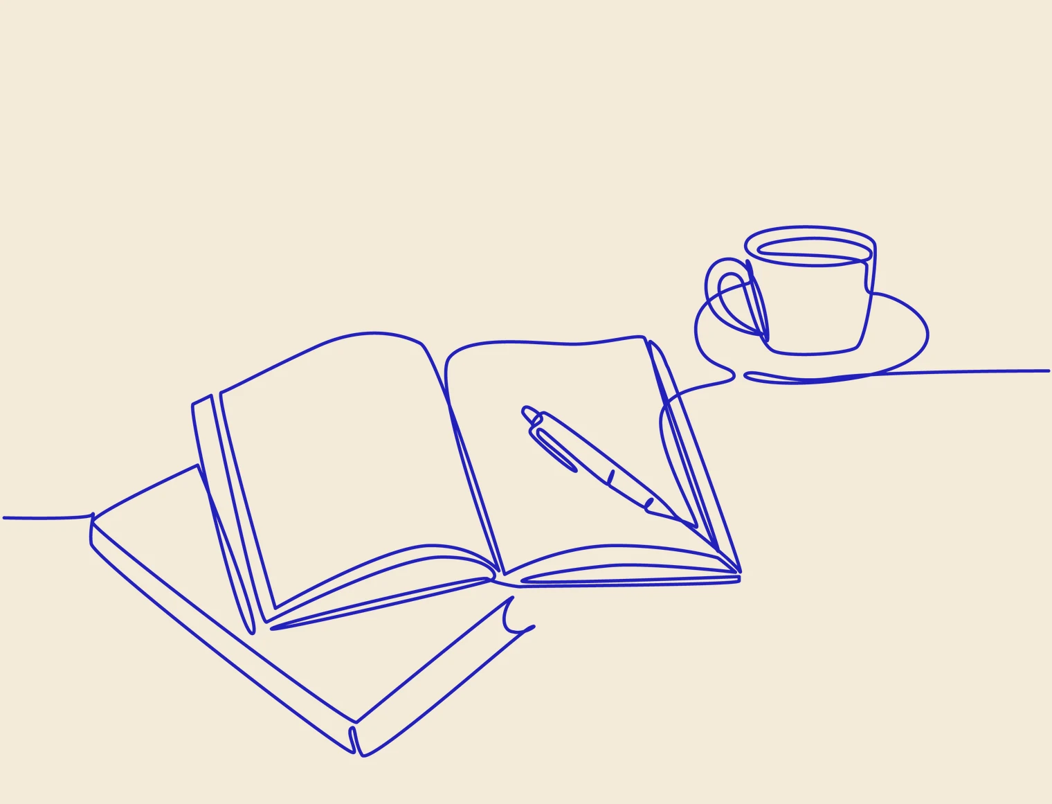 A line of books beside a cup of coffee