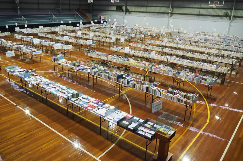 Shoppers browsing the shelves at the Lifeline Big Book Fair