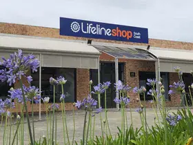 The Lifeline Nowra Shop seen from the car park, with the Lifeline Shop South Coast sign above the entrance